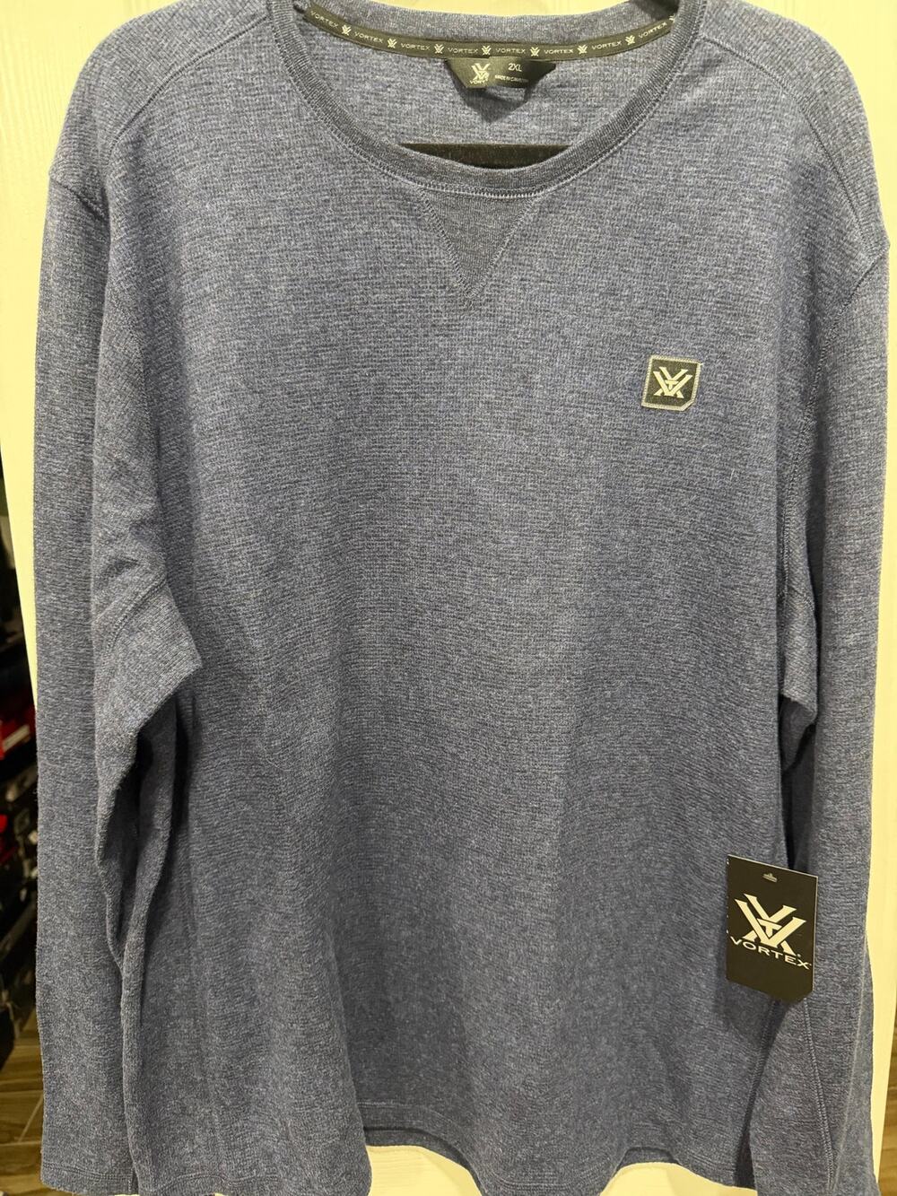 Vortex Men's 2XL Heathered Blue Long Sleeve Thermal Waffle Knit Pullover NWT